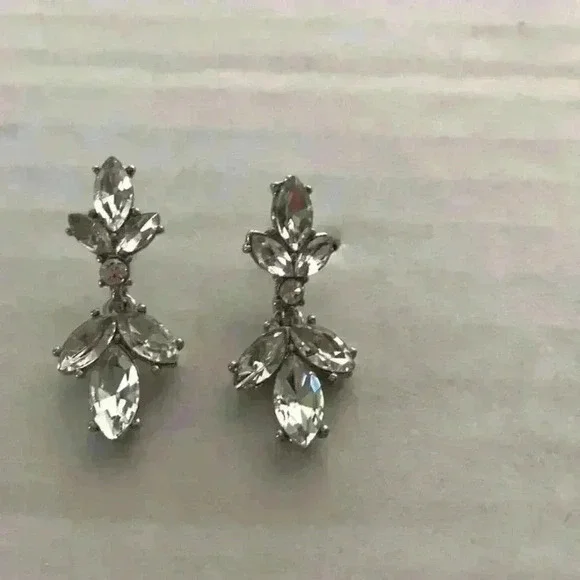 Charter Club new Silver Tone Crystal Drop Earrings - Picture 7 of 8